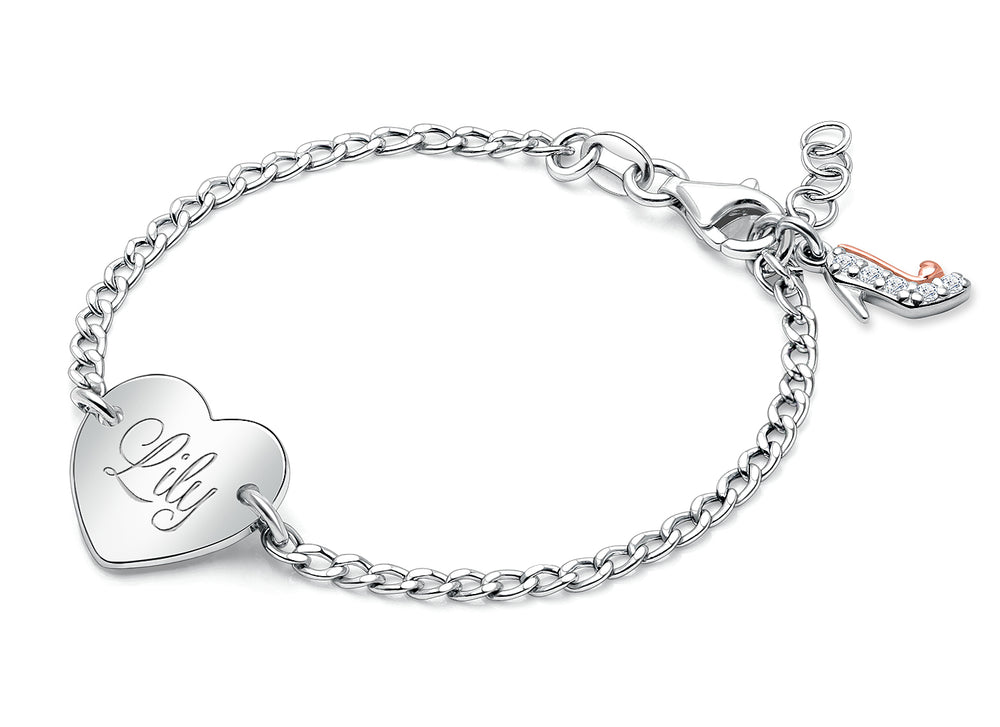 Loving Heart, Baby/Children’s Engraved ID Bracelet for Girls – Sterling Silver