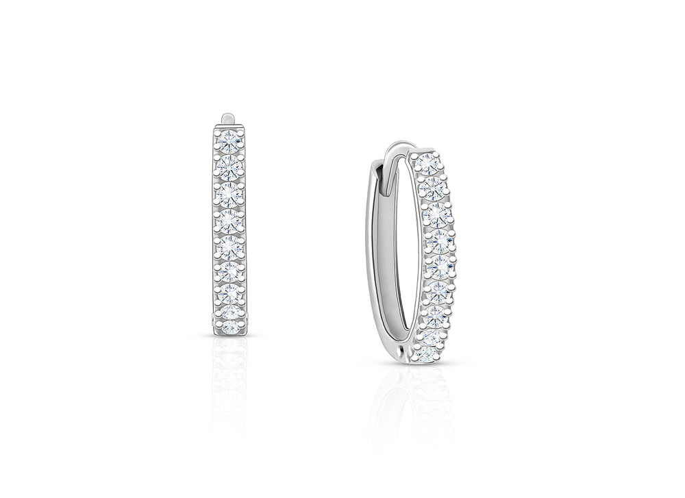 Timeless Pavé Clear CZ 11mm Huggie Hoops, Baptism/Christening Earrings – Sterling Silver