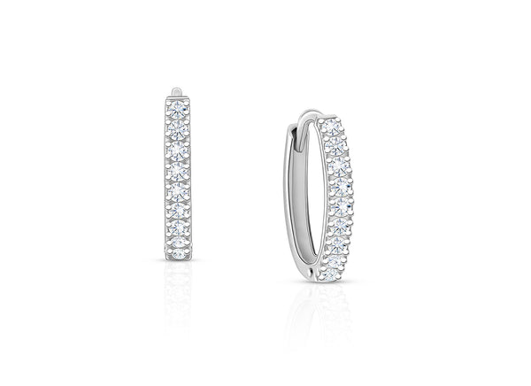 Timeless Pavé Clear CZ 11mm Huggie Hoops, Baptism/Christening Earrings – Sterling Silver