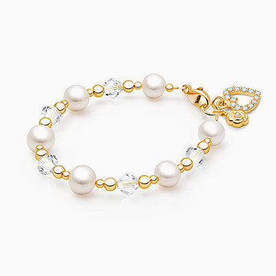 Precious Pearls, Teen’s Beaded Bracelet for Girls – 14K Gold