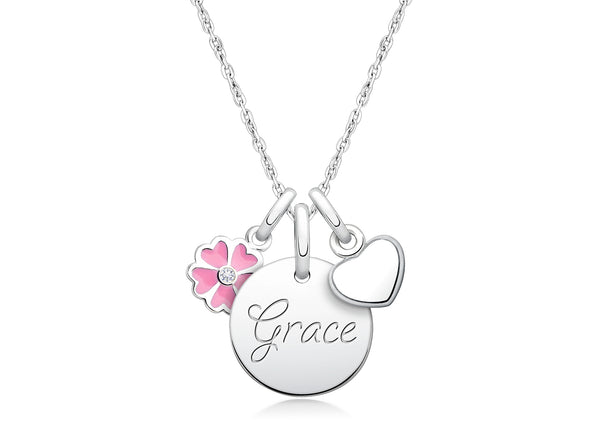 Baby Round “Design Your Own” Children’s Necklace for Girls (50+ Optional Charms & FREE Engraving) – Sterling Silver