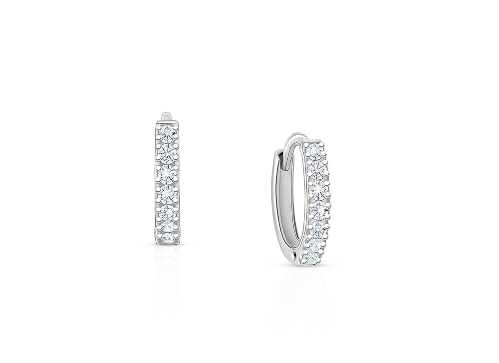 Timeless Pavé Clear CZ 9mm Huggie Hoops, Christening/Baptism Baby/Children’s Earrings – Sterling Silver