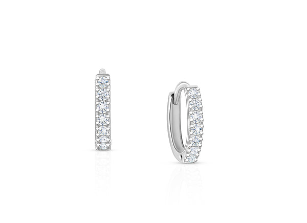 Timeless Pavé Clear CZ 9mm Huggie Hoops, Christening/Baptism Baby/Children’s Earrings – Sterling Silver