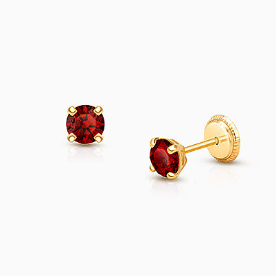 January Birthstone Studs, 4mm Swarovski® Crystal Baby/Children’s Earrings, Screw Back – 14K Gold