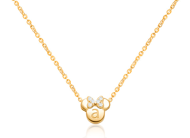 Mini Sliding Miss Mouse, Engraved Teen’s Necklace for Girls (FREE Personalization) – 14K Gold