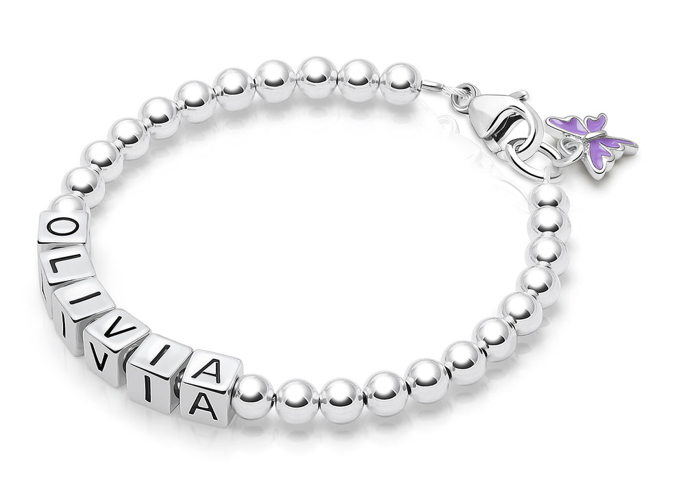 4mm Tiny Blessings Beads, Teen’s Name Bracelet for Girls – Sterling Silver