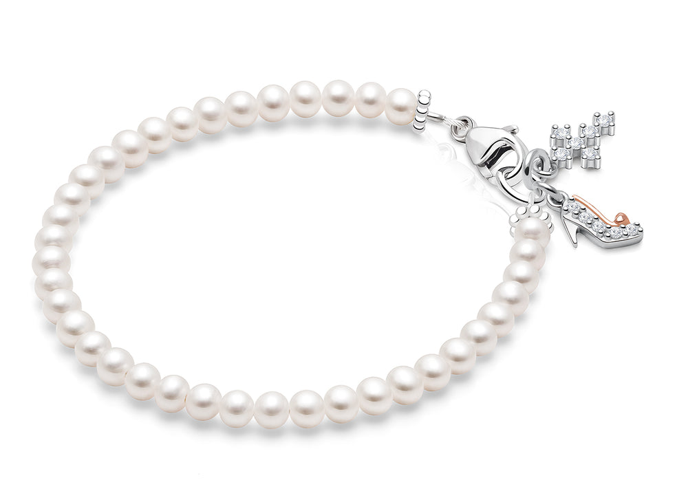 3mm Cultured Pearls, Christening/Baptism Baby/Children’s Beaded Bracelet – Sterling Silver