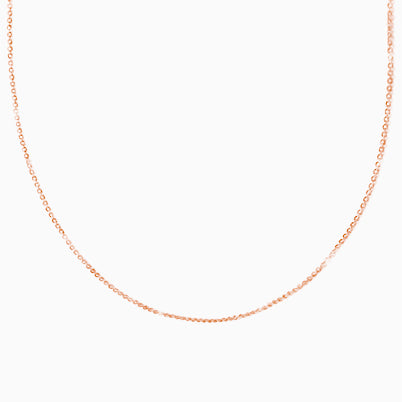 Individual Necklace Chain, Extendable Diamond Cut Cable Chain – 14K Rose Gold