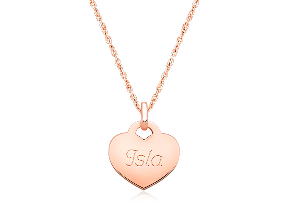14K Rose Gold Baby Heart, Engraved Teen’s Necklace for Girls (FREE Personalization) – 14K Rose Gold