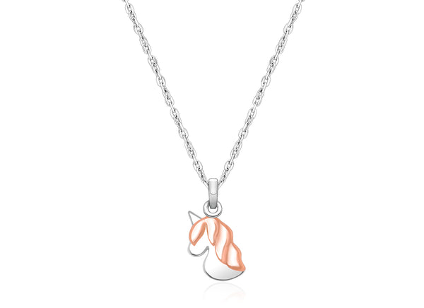 Rosabella™ Unicorn, Children’s 2-Tone Necklace for Girls – Sterling Silver