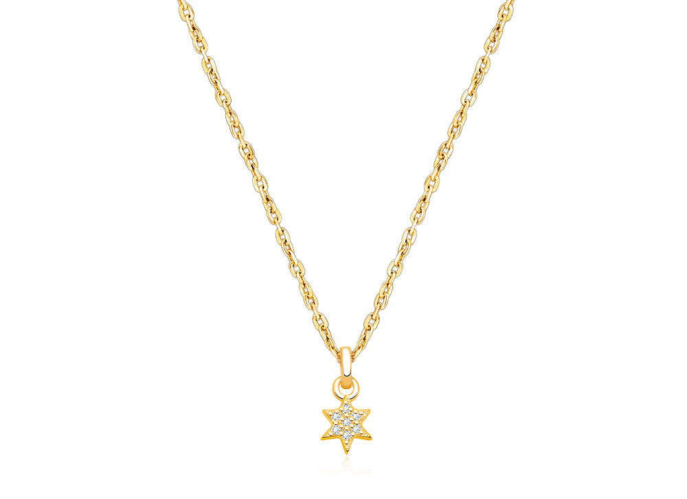 Born to Shine, Star with Genuine Diamonds Teen’s Necklace for Girls – 14K Gold
