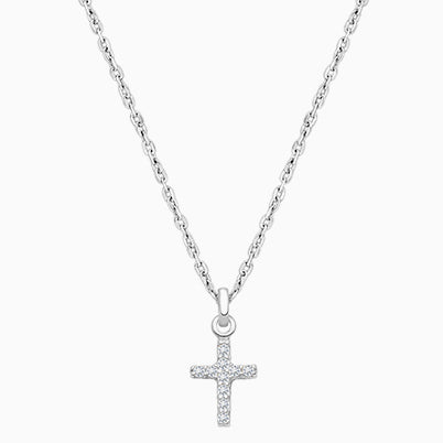 Divine Light, Cross with Genuine Diamonds Children’s Necklace for Boys – 14K Gold