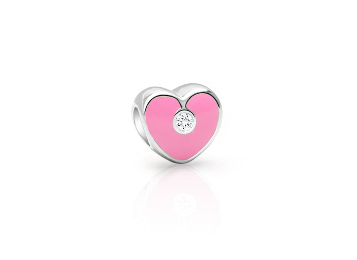 Heart of an Angel, Sterling Silver Heart with Pink Enamel and CZ Center – Children’s Adoré™ Charm