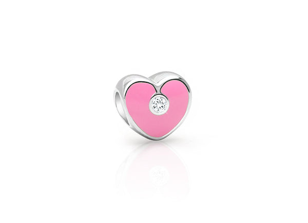 Heart of an Angel, Sterling Silver Heart with Pink Enamel and CZ Center – Children’s Adoré™ Charm