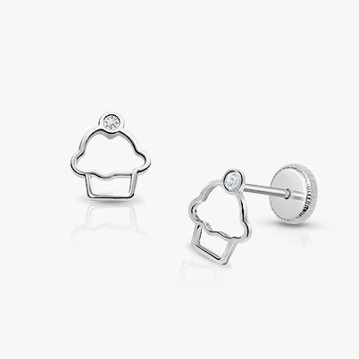 Wish Upon a Star, Baby/Children’s Earrings, Screw Back – 14K White Gold