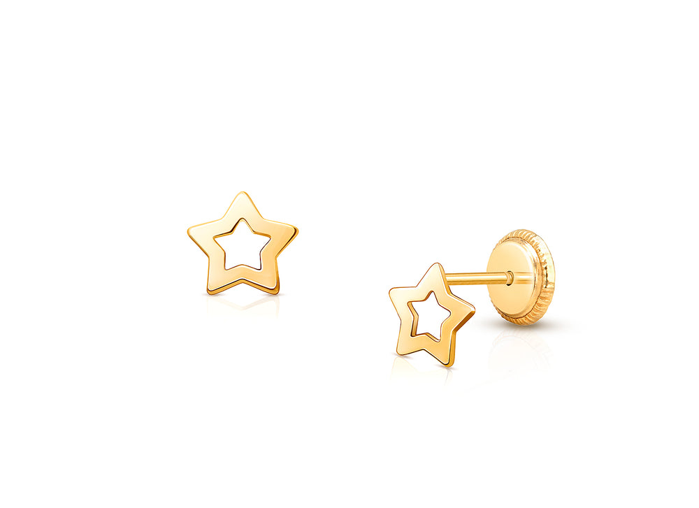Wish Upon a Star, Teen’s Earrings, Screw Back – 14K Gold