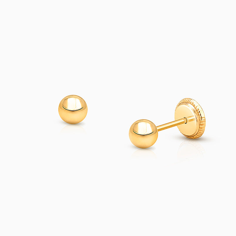 ‘D’ Initial Studs Personalized Baby/Children’s Earrings, Screw Back – 14K Gold