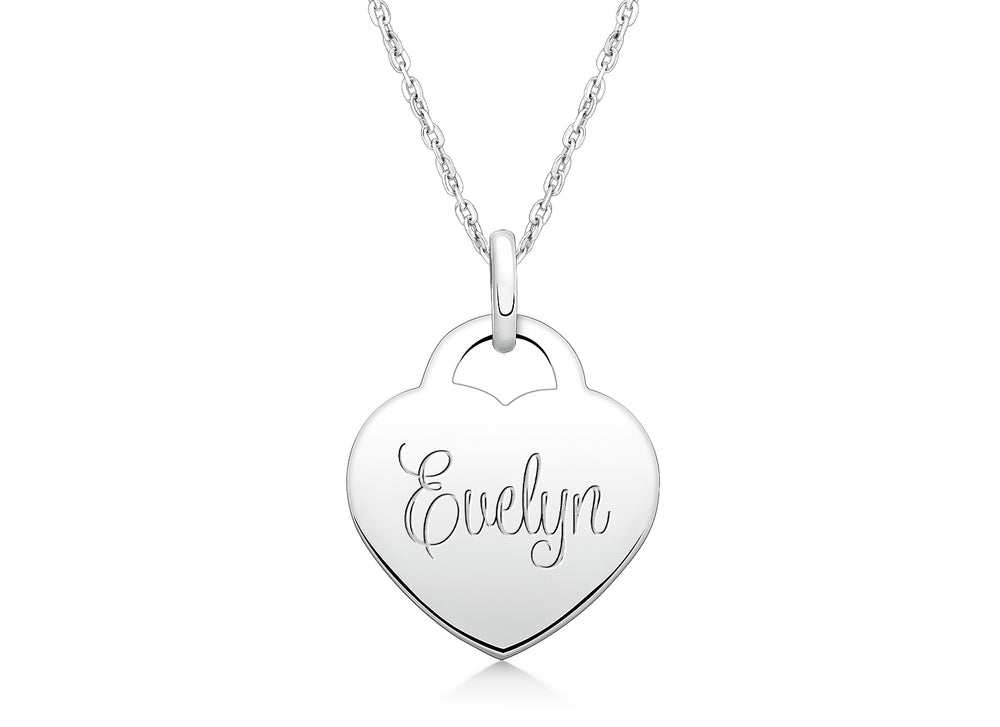 Small Heart, Engraved Children’s Necklace for Girls (FREE Personalization) – Sterling Silver