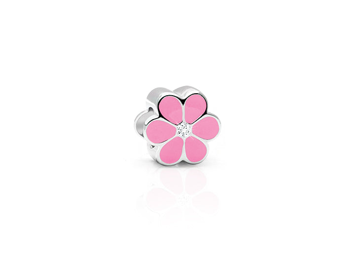 Pretty Little Petals, Sterling Silver, Pink Enamel and Clear CZ Flower – Children’s Adoré™ Charm