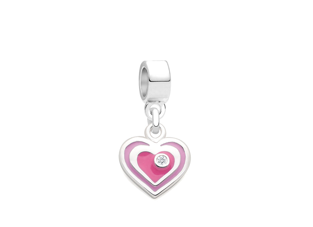 Sparkle in My Heart, Sterling Silver, Pink Enamel and CZ Heart – Children’s Adoré™ Dangle Charm