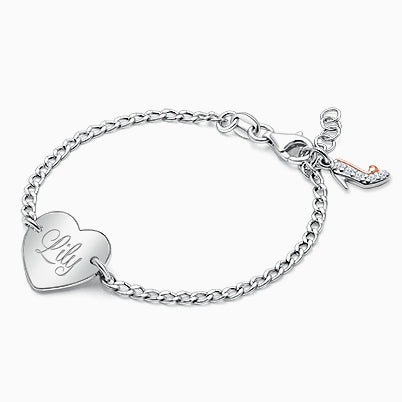 Dainty Heart, Baby/Children’s Beaded Bracelet for Girls (INCLUDES Engraved Initial) – Sterling Silver