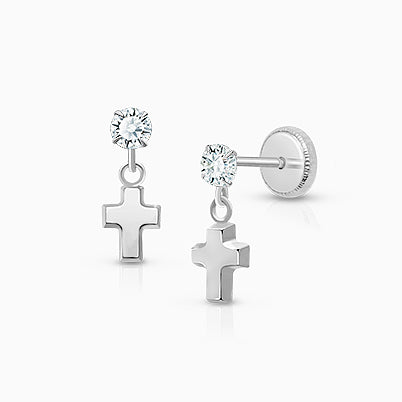 Small Sideways Cross Bar, Communion Children’s Necklace for Girls (FREE Personalization) – Sterling Silver