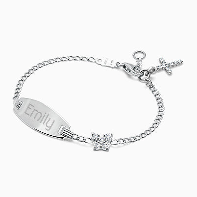 Rounded Cross, Children’s Necklace for Girls – 14K White Gold