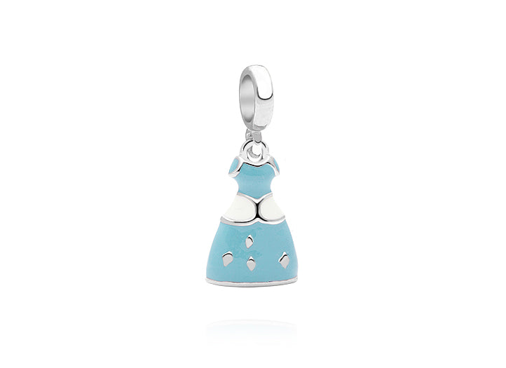 Bibbidi Bobbidi Blue!, Sterling Silver Blue Princess Dress – Children’s Adoré™ Dangle Charm
