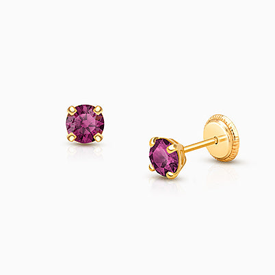 February Birthstone 9mm Huggie Hoops, Swarovski® Crystal Baby/Children’s Earrings – Sterling Silver