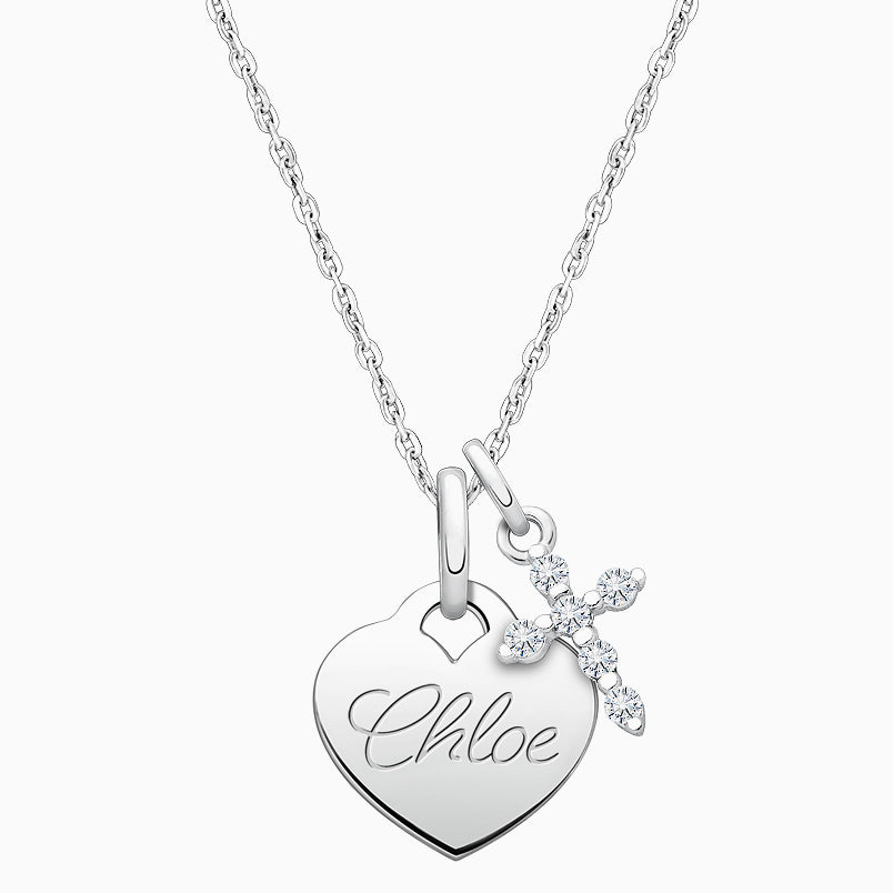 Small Heart, Christening/Baptism Children’s Necklace for Girls (50+ Optional Charms & FREE Engraving) – Sterling Silver