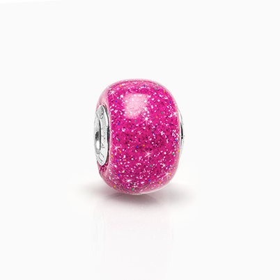 Peachy Princess, Sterling Silver and Pink & White Polka Dot Murano Glass (Hand Made in Italy) – Children’s Adoré™ Charm