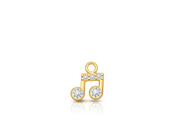 Music Note – Clear CZ Baby/Children’s Individual Charm (Add to Your Existing Bracelet or Necklace) – 14K Gold