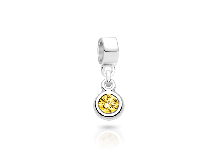 November Birthstone – Light Topaz, Sterling Silver and Swarovski® Colored Crystal – Children’s Adoré™ Dangle Charm