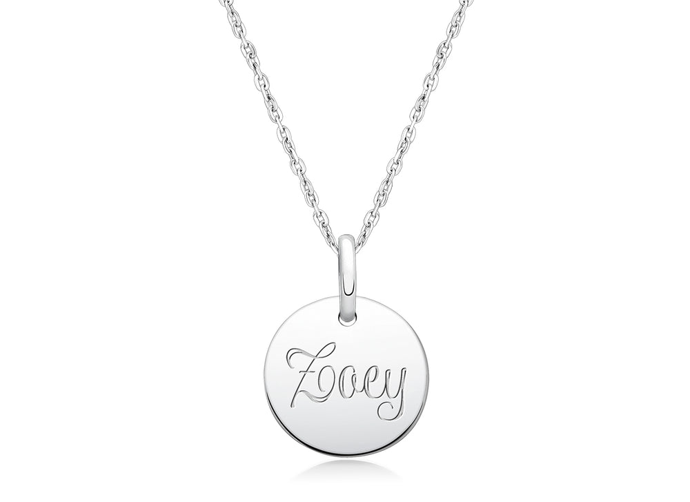 Baby Round, Communion Engraved Children’s Necklace for Girls (FREE Personalization) – Sterling Silver
