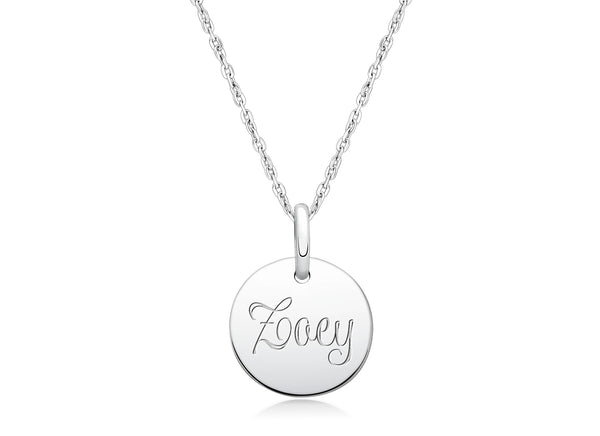 Baby Round, Communion Engraved Children’s Necklace for Girls (FREE Personalization) – Sterling Silver