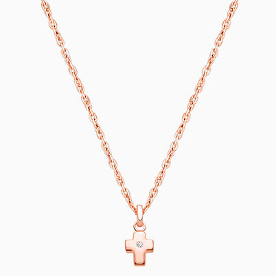 Forever in Faith Cross with Genuine Diamond, Teen’s Necklace for Girls – 14K Rose Gold