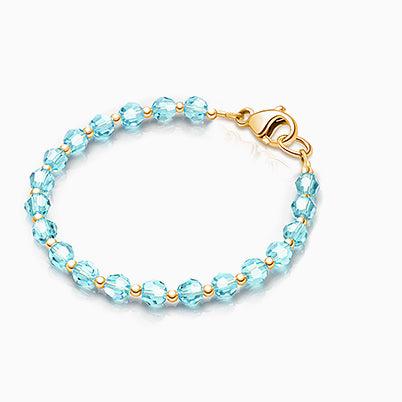 Birthstone Crystal, Baby/Children’s Beaded Bracelet for Boys (All 12 Birthstones Avail) – 14K Gold