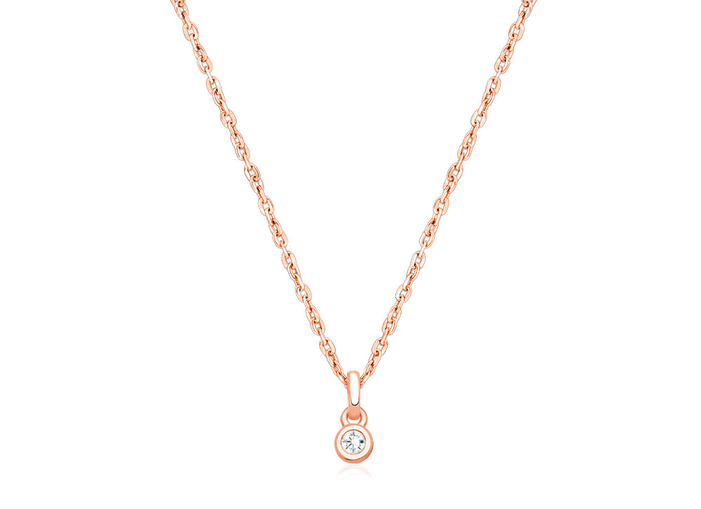 My 1st Diamond, Teeny Tiny Teen’s Necklace with Genuine Diamond for Girls – 14K Rose Gold