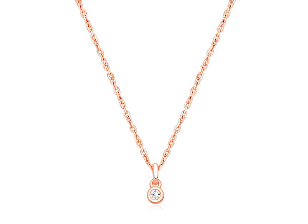 My 1st Diamond, Teeny Tiny Teen’s Necklace with Genuine Diamond for Girls – 14K Rose Gold