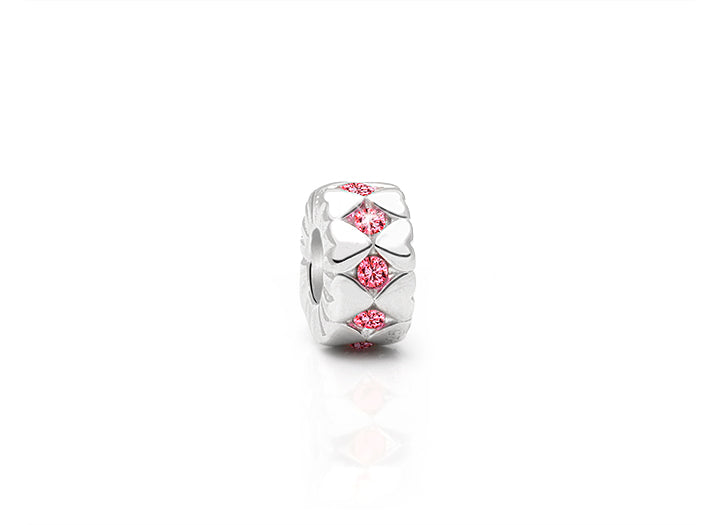 Heart to Heart, Sterling Silver and Pink CZ Heart Rondel – Children’s Adoré™ Charm
