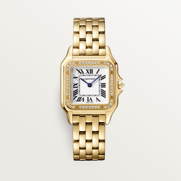 Unworn Panthère Medium, 18k Yellow Gold, Diamonds, 27mm x 36mm, Ref# WJPN0016, box and papers