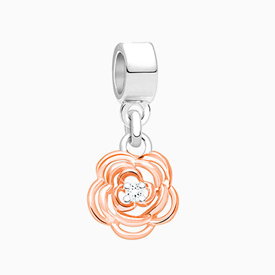 Blessed & Loved, 2-Tone Sterling Silver and Clear CZ Hearts Rondel – Children’s Adoré™ Charm
