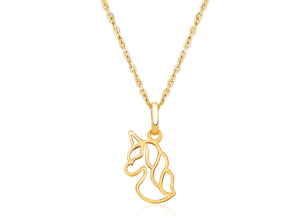 Unicorn Dreams, Children’s Necklace for Girls – 14K Gold