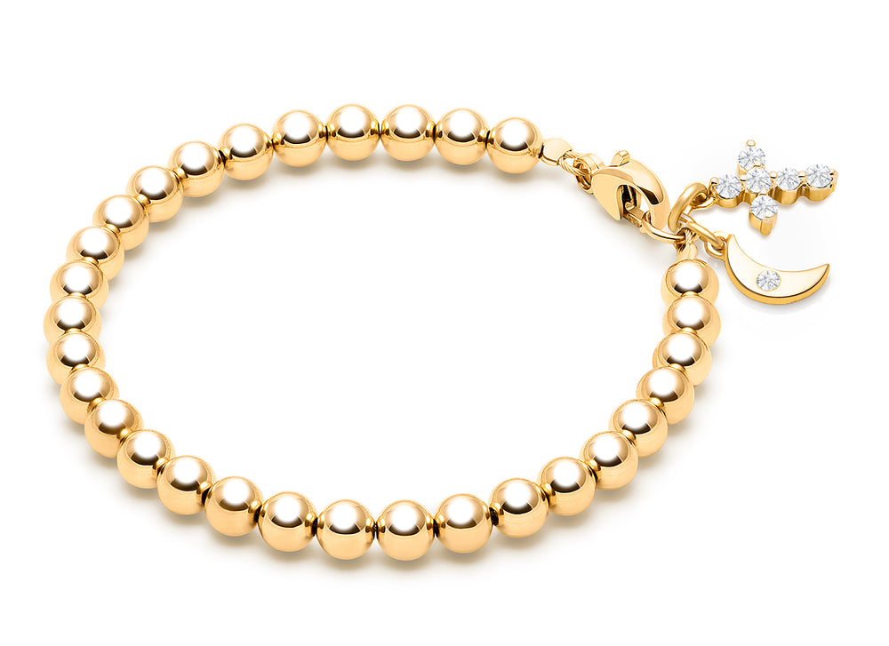 4mm Tiny Blessings Beads, Christening/Baptism Baby/Children’s Beaded Bracelet for Boys – 14K Gold