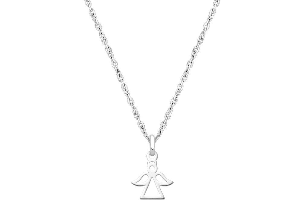 Angel of Heaven, Communion Children’s Necklace for Girls – 14K White Gold