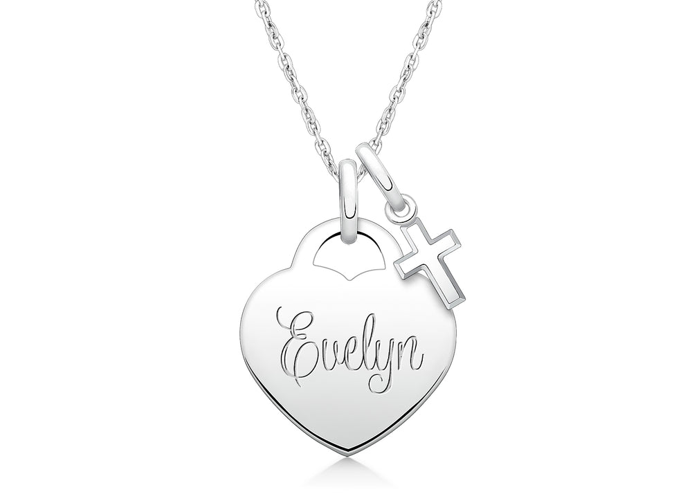 Small Heart, Christening/Baptism Children’s Necklace for Girls (50+ Optional Charms & FREE Engraving) – Sterling Silver