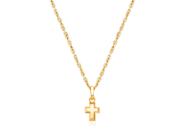 Simple Cross, Teeny Tiny Communion Children’s Necklace for Girls – 14K Gold