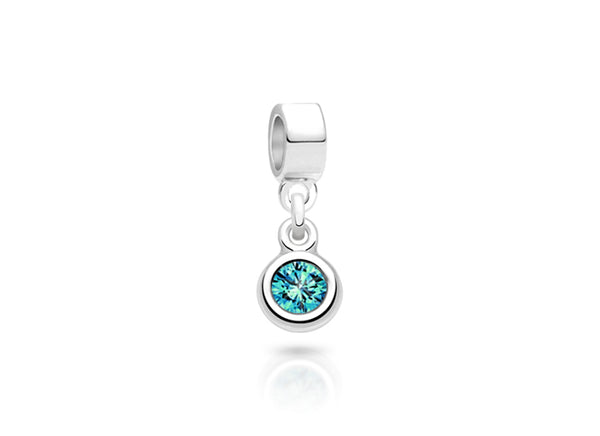 December Birthstone – Blue Zircon, Sterling Silver and Swarovski® Colored Crystal – Children’s Adoré™ Dangle Charm