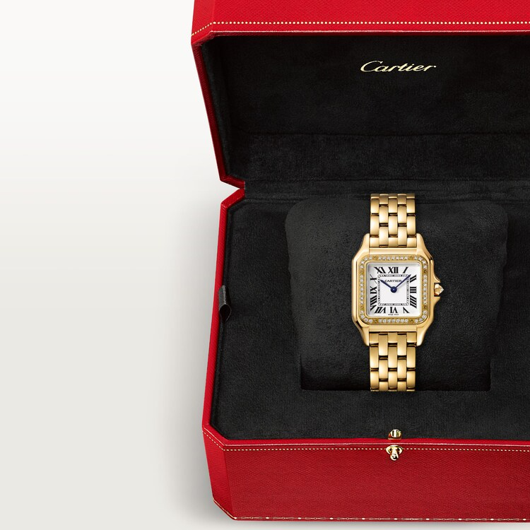 Unworn Panthère Medium, 18k Yellow Gold, Diamonds, 27mm x 36mm, Ref# WJPN0016, box and papers