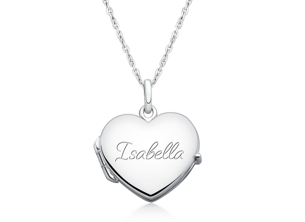 Heart Locket, Engraved Children’s Necklace for Girls (FREE Personalization) – Sterling Silver
